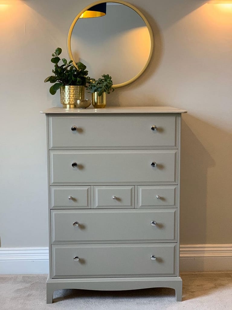 Gray tallboy dresser furniture and this type of furniture has 5 drawers