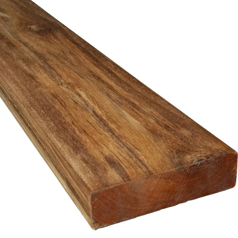 Close up of a plank of teak wood as the best type of wood for bedroom furniture for low maintenance