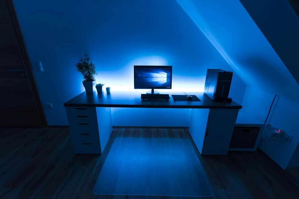 Bedroom desk with LEDs idea for a better bedroom look