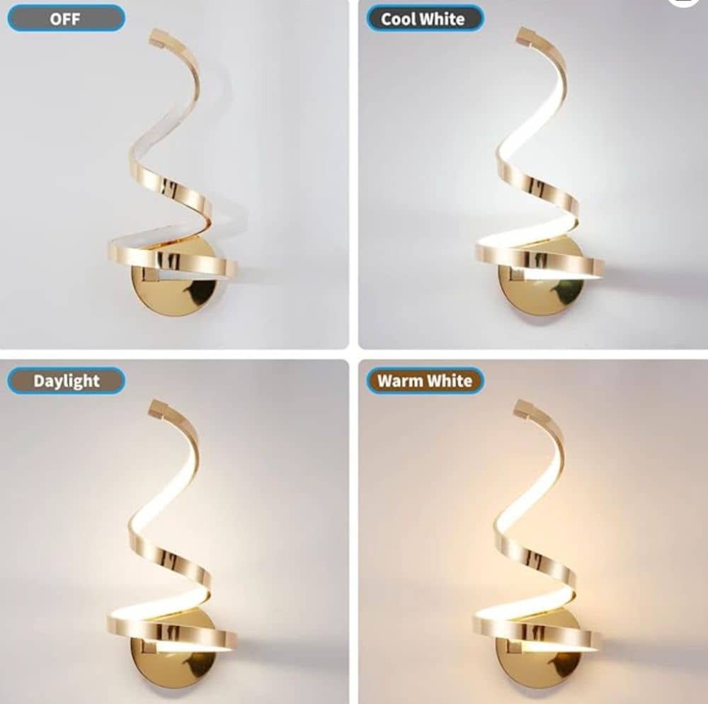 4 different color temperatures of the spiral wall sconce